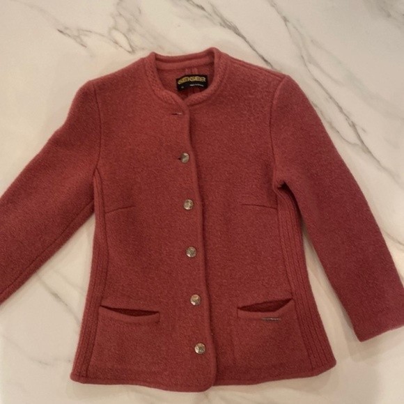 Vintage Geiger of Austria Boiled Wool Jacket | Pink | Size 42 - Picture 3 of 7
